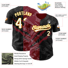 Load image into Gallery viewer, Custom Graffiti Pattern Black Crimson-Gold 3D Scratch Authentic Baseball Jersey
