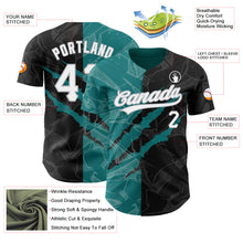 Load image into Gallery viewer, Custom Graffiti Pattern Black Teal-Gray 3D Scratch Authentic Baseball Jersey
