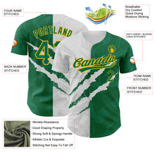 Load image into Gallery viewer, Custom Graffiti Pattern Kelly Green-Gold 3D Scratch Authentic Baseball Jersey
