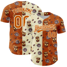 Load image into Gallery viewer, Custom Cream Texas Orange 3D Pattern Design International Coffee Day Authentic Baseball Jersey
