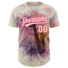 Load image into Gallery viewer, Custom City Cream Pink 3D Pattern Design International Jazz Day Authentic Baseball Jersey
