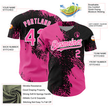 Load image into Gallery viewer, Custom Black Pink-White 3D Pattern Design Abstract Brush Stroke Authentic Baseball Jersey
