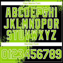 Load image into Gallery viewer, Custom Black Neon Green-White 3D Pattern Design Abstract Brush Stroke Authentic Baseball Jersey

