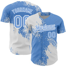 Load image into Gallery viewer, Custom Light Blue White 3D Pattern Design Abstract Brush Stroke Authentic Baseball Jersey
