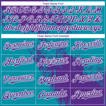 Load image into Gallery viewer, Custom Aqua Purple-White 3D Pattern Design Abstract Brush Stroke Authentic Baseball Jersey
