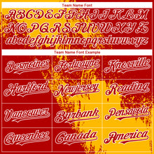 Load image into Gallery viewer, Custom Red Gold-White 3D Pattern Design Abstract Brush Stroke Authentic Baseball Jersey
