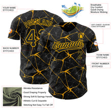 Load image into Gallery viewer, Custom Black Gold 3D Pattern Design Abstract Network Authentic Baseball Jersey
