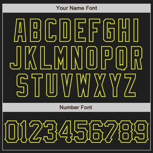 Custom Black Neon Yellow 3D Pattern Design Abstract Network Authentic Baseball Jersey