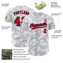 Load image into Gallery viewer, Custom White Red-Navy 3D Pattern Design Curve Lines Authentic Baseball Jersey

