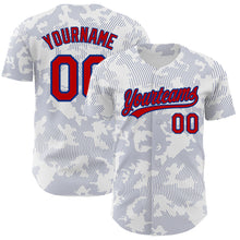 Load image into Gallery viewer, Custom White Red-Royal 3D Pattern Design Curve Lines Authentic Baseball Jersey
