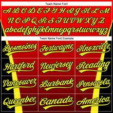 Load image into Gallery viewer, Custom Red Neon Yellow-Black 3D Pattern Design Side Stripes Authentic Baseball Jersey
