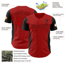 Load image into Gallery viewer, Custom Red Black 3D Pattern Design Side Stripes Authentic Baseball Jersey
