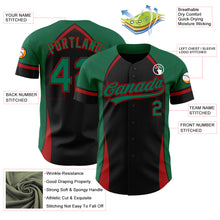 Load image into Gallery viewer, Custom Black Kelly Green-Red 3D Pattern Design Curve Solid Authentic Baseball Jersey
