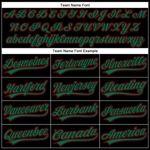 Custom Black Kelly Green-Red 3D Pattern Design Curve Solid Authentic Baseball Jersey