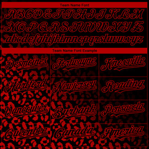 Custom Black Red 3D Pattern Design Leopard Print Fade Fashion Authentic Baseball Jersey