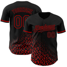 Load image into Gallery viewer, Custom Black Red 3D Pattern Design Leopard Print Fade Fashion Authentic Baseball Jersey
