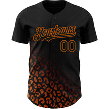 Load image into Gallery viewer, Custom Black Texas Orange 3D Pattern Design Leopard Print Fade Fashion Authentic Baseball Jersey
