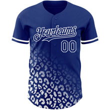 Load image into Gallery viewer, Custom Royal White 3D Pattern Design Leopard Print Fade Fashion Authentic Baseball Jersey
