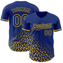 Load image into Gallery viewer, Custom Royal Yellow 3D Pattern Design Leopard Print Fade Fashion Authentic Baseball Jersey

