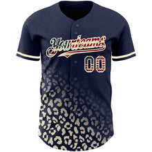 Load image into Gallery viewer, Custom Navy Vintage USA Flag-Cream 3D Pattern Design Leopard Print Fade Fashion Authentic Baseball Jersey
