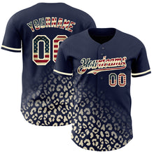 Load image into Gallery viewer, Custom Navy Vintage USA Flag-Cream 3D Pattern Design Leopard Print Fade Fashion Authentic Baseball Jersey
