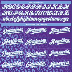 Custom Purple White-Light Blue 3D Pattern Design Leopard Print Fade Fashion Authentic Baseball Jersey
