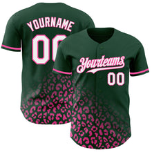 Load image into Gallery viewer, Custom Green White-Pink 3D Pattern Design Leopard Print Fade Fashion Authentic Baseball Jersey
