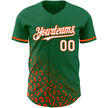 Load image into Gallery viewer, Custom Kelly Green White-Orange 3D Pattern Design Leopard Print Fade Fashion Authentic Baseball Jersey
