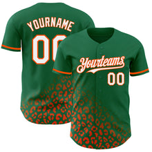 Load image into Gallery viewer, Custom Kelly Green White-Orange 3D Pattern Design Leopard Print Fade Fashion Authentic Baseball Jersey

