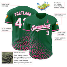 Load image into Gallery viewer, Custom Kelly Green White-Pink 3D Pattern Design Leopard Print Fade Fashion Authentic Baseball Jersey
