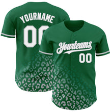 Load image into Gallery viewer, Custom Kelly Green White-Gray 3D Pattern Design Leopard Print Fade Fashion Authentic Baseball Jersey
