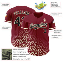 Load image into Gallery viewer, Custom Crimson Black-Cream 3D Pattern Design Leopard Print Fade Fashion Authentic Baseball Jersey
