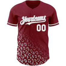 Load image into Gallery viewer, Custom Crimson White-Gray 3D Pattern Design Leopard Print Fade Fashion Authentic Baseball Jersey
