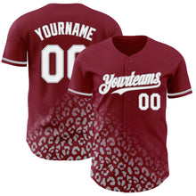 Load image into Gallery viewer, Custom Crimson White-Gray 3D Pattern Design Leopard Print Fade Fashion Authentic Baseball Jersey
