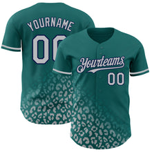 Load image into Gallery viewer, Custom Teal Gray-Navy 3D Pattern Design Leopard Print Fade Fashion Authentic Baseball Jersey
