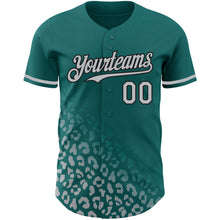 Load image into Gallery viewer, Custom Teal Gray-Black 3D Pattern Design Leopard Print Fade Fashion Authentic Baseball Jersey
