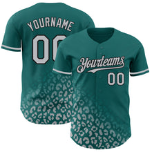 Load image into Gallery viewer, Custom Teal Gray-Black 3D Pattern Design Leopard Print Fade Fashion Authentic Baseball Jersey
