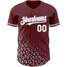 Load image into Gallery viewer, Custom Burgundy White-Gray 3D Pattern Design Leopard Print Fade Fashion Authentic Baseball Jersey
