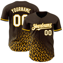 Load image into Gallery viewer, Custom Brown White-Gold 3D Pattern Design Leopard Print Fade Fashion Authentic Baseball Jersey
