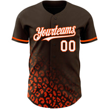 Load image into Gallery viewer, Custom Brown White-Orange 3D Pattern Design Leopard Print Fade Fashion Authentic Baseball Jersey
