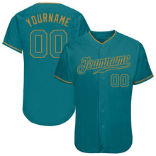 Load image into Gallery viewer, Custom Teal Teal-Old Gold Authentic Baseball Jersey
