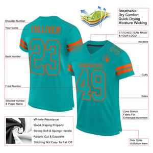 Custom Aqua Aqua-Orange Mesh Authentic Football Jersey