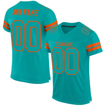 Load image into Gallery viewer, Custom Aqua Aqua-Orange Mesh Authentic Football Jersey
