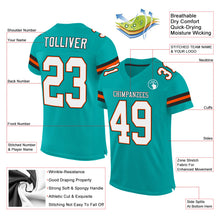 Load image into Gallery viewer, Custom Aqua White-Orange Mesh Authentic Football Jersey
