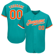 Load image into Gallery viewer, Custom Aqua Orange-White Authentic Baseball Jersey
