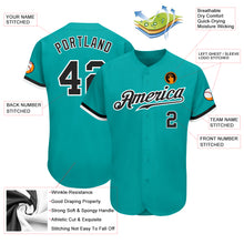 Load image into Gallery viewer, Custom Aqua Black-White Authentic Baseball Jersey
