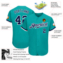 Load image into Gallery viewer, Custom Aqua Navy-White Authentic Baseball Jersey

