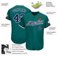 Load image into Gallery viewer, Custom Teal Navy-White Authentic Baseball Jersey
