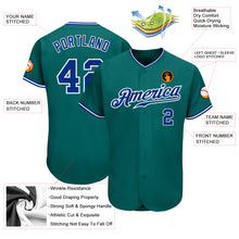Load image into Gallery viewer, Custom Teal Royal-White Authentic Baseball Jersey
