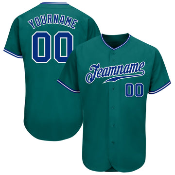 Custom Teal Royal-White Authentic Baseball Jersey